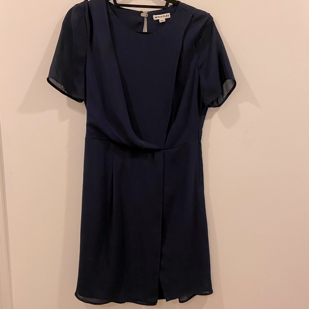 Whistles Navy Pleated Dress